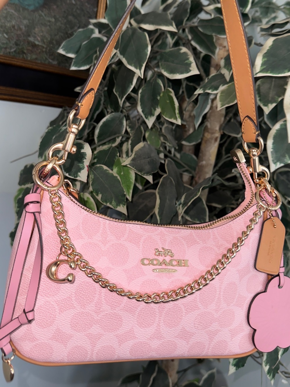 Coach Powder Pink Charm Teri Shoulder Bag with Gold Chain - Picture 4 of 8